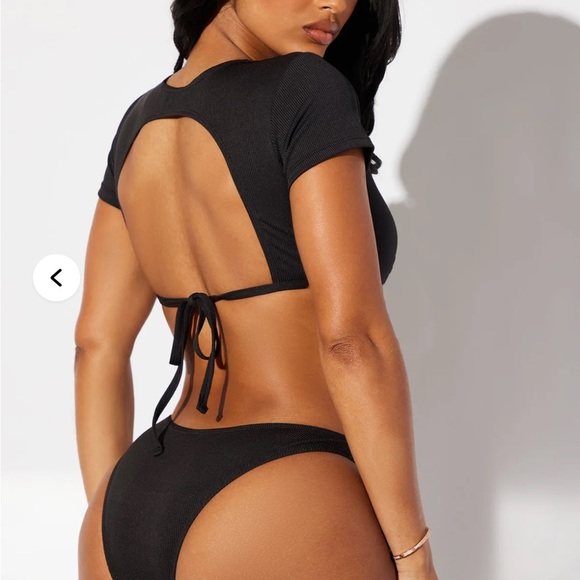 Black Ribbed Crop Top - Picture 3 of 3